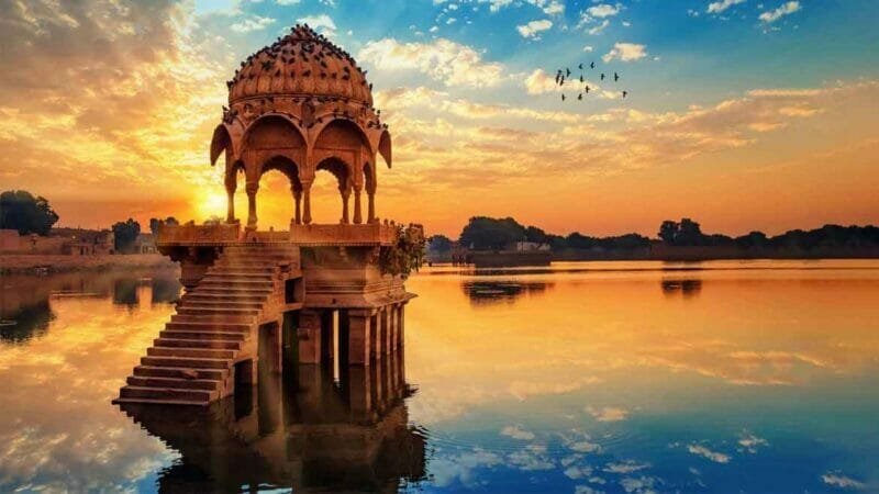 Gadi Sagar Lake at sunset, Jaisalmer, Rajasthan