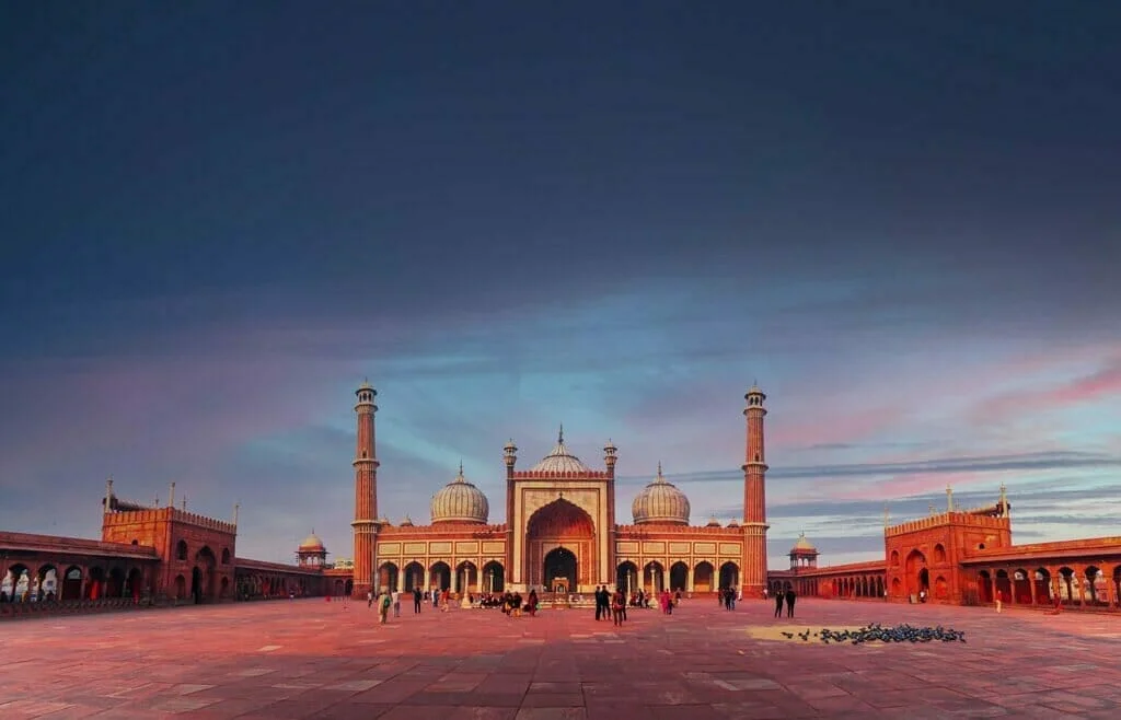 A view of Jama Masjid, Delhi, showcasing its majestic architecture and grandeur.