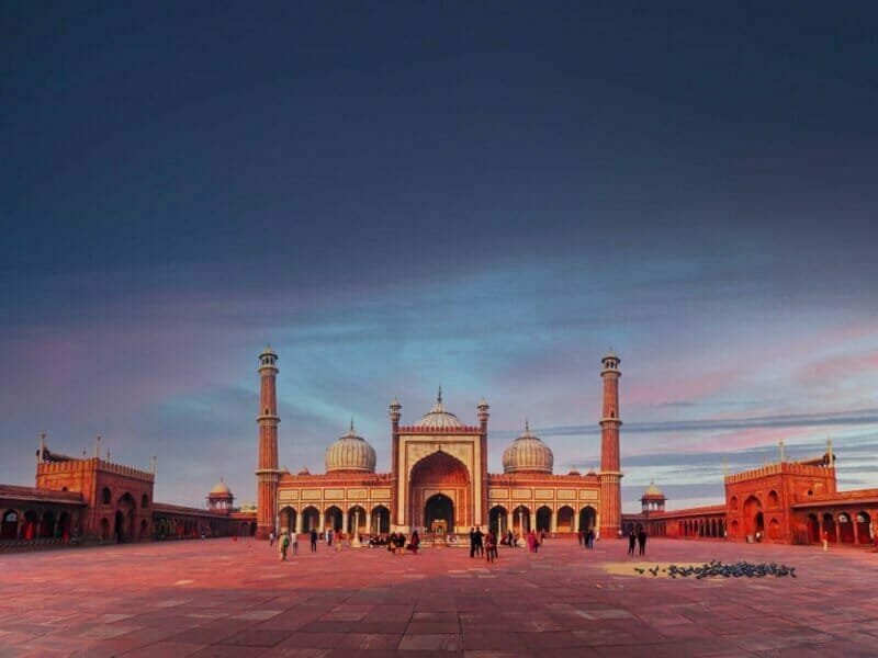 A view of Jama Masjid, Delhi, showcasing its majestic architecture and grandeur.