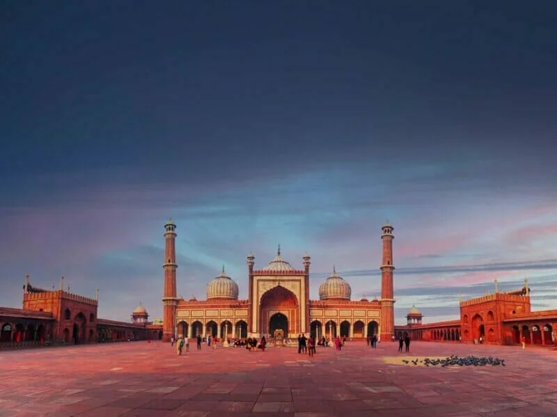 A view of Jama Masjid, Delhi, showcasing its majestic architecture and grandeur.