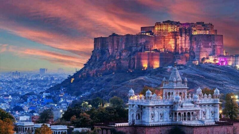 Panoramic view of Mehrangarh Fort, Jodhpur - A majestic fort overlooking the blue city.